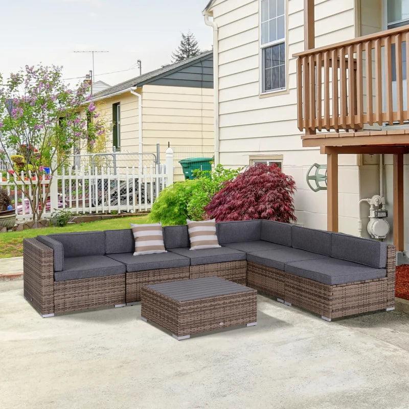 Outsunny 7 Piece Patio Furniture Sets Outdoor Wicker Conversation Sets