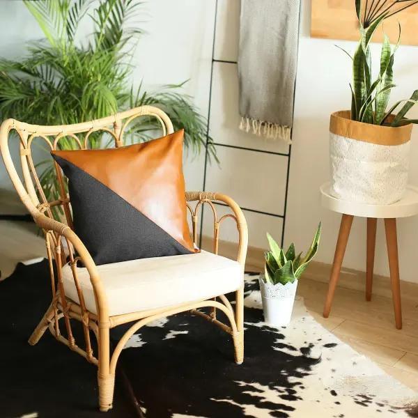 Boho-Chic Decorative Vegan Faux Leather Pillow - Thirty Six Knots - thirtysixknots.com