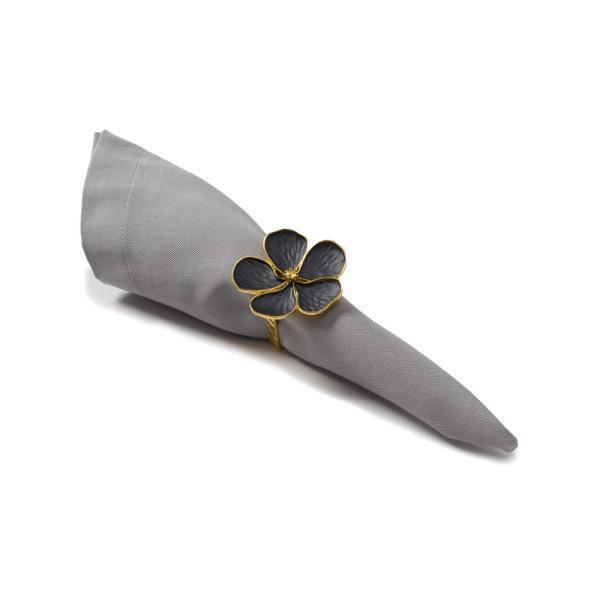 Daisy Black and Gold Napkin Ring - Thirty Six Knots - thirtysixknots.com