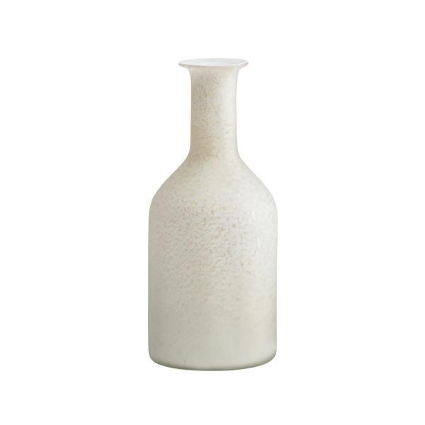 ZIA GOLD GLITTER SANDBLASTED WHITE GLASS BOTTLE VASE - Thirty Six Knots - thirtysixknots.com