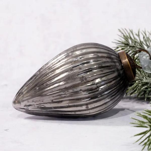 4" Extra Large Slate Ribbed Glass Pinecone - Thirty Six Knots - thirtysixknots.com