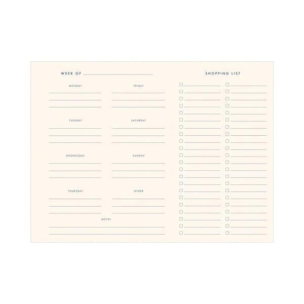 Retro Weekly Meal Planner Peppercorn Cover | White Ink - Thirty Six Knots - thirtysixknots.com