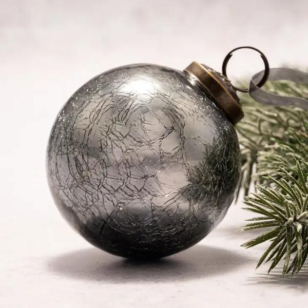 3" Large Slate Crackle Glass Ball - Thirty Six Knots - thirtysixknots.com