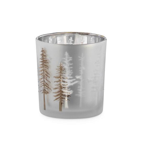 WOODLAND PINE ETCHED MIRROR GLASS HURRICANE VASE - Thirty Six Knots - thirtysixknots.com