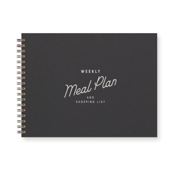 Retro Weekly Meal Planner Peppercorn Cover | White Ink - Thirty Six Knots - thirtysixknots.com