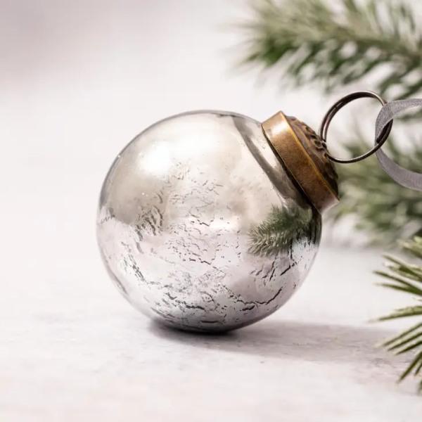 2" Medium Smoke With Silver Foil Glass Ball - Thirty Six Knots - thirtysixknots.com