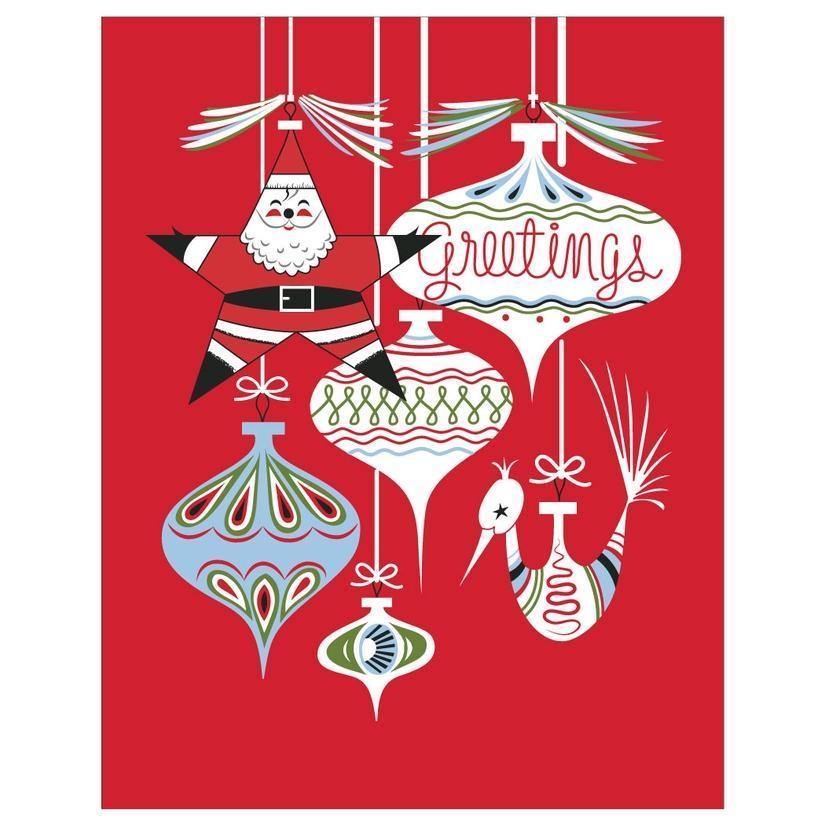Santa Ornament Greetings Greeting Card - Thirty Six Knots - thirtysixknots.com