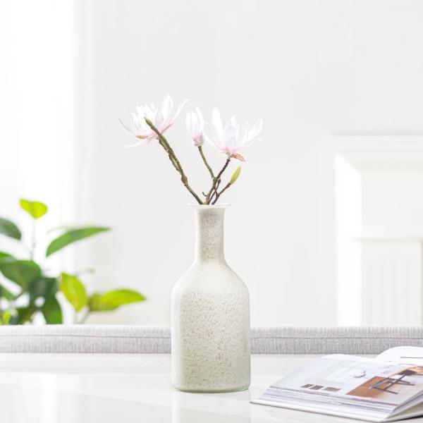 ZIA GOLD GLITTER SANDBLASTED WHITE GLASS BOTTLE VASE - Thirty Six Knots - thirtysixknots.com