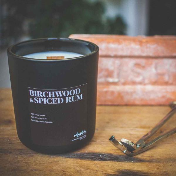Birchwood & Spiced Rum - 13 oz Wood Wick Soy Candle - Thirty Six Knots - thirtysixknots.com