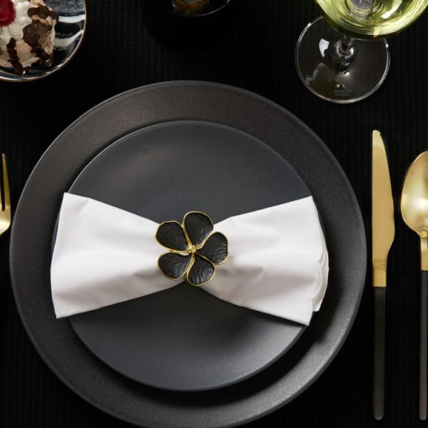 Daisy Black and Gold Napkin Ring - Thirty Six Knots - thirtysixknots.com