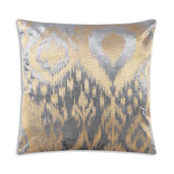 Astor Gray Gold Velvet Pillow - Thirty Six Knots - thirtysixknots.com