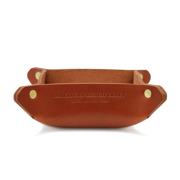 Leather Catchall Valet Tray Chestnut Brass - Thirty Six Knots - thirtysixknots.com