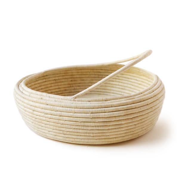 Raffia Floor Basket with Handle - Thirty Six Knots - thirtysixknots.com