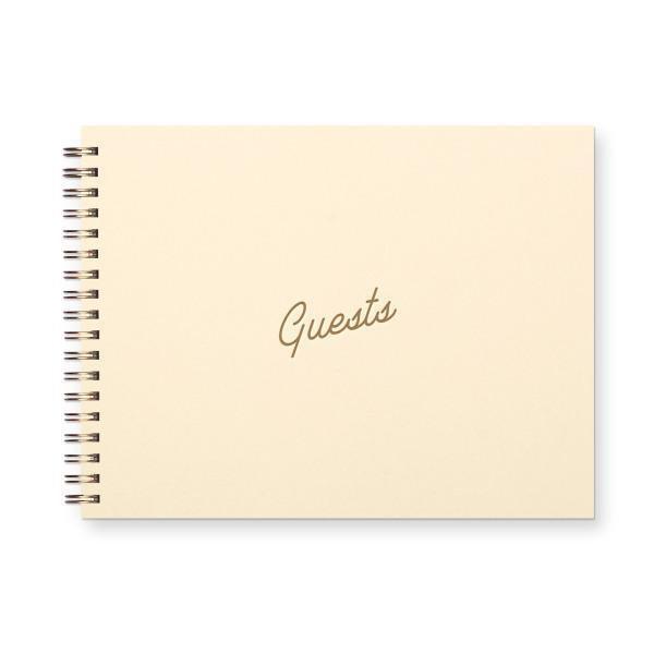 Retro Guest Book French Vanilla Cover | Bronze Ink - Thirty Six Knots - thirtysixknots.com