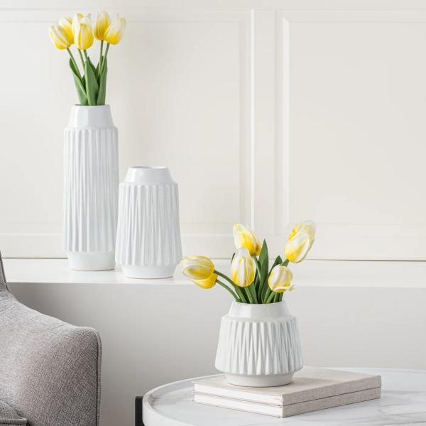 ELLA FACETED CERAMIC VASE - WHITE - Thirty Six Knots - thirtysixknots.com