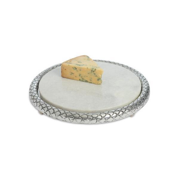 Silver Florentine Marble Cheese Tray - Thirty Six Knots - thirtysixknots.com
