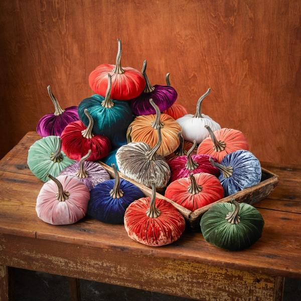 Handmade Large Velvet Pumpkins - Thirty Six Knots - thirtysixknots.com