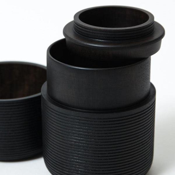 Morihata Karmi Wooden Tea Canister, Tawara Sumi (Black) - Thirty Six Knots - thirtysixknots.com