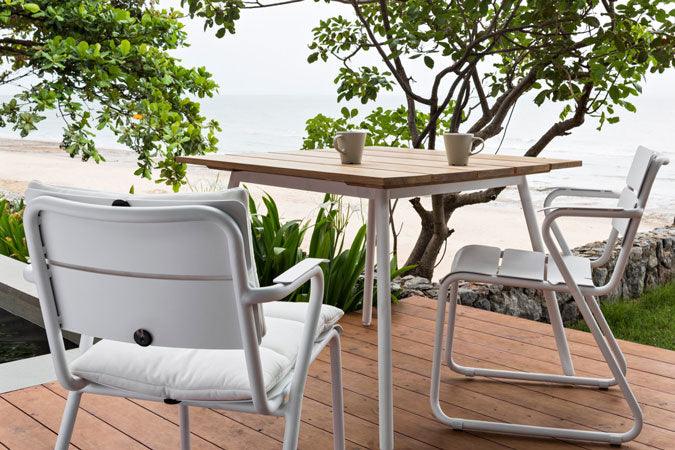 REEF SQUARE DINING TABLE WITH STAINLESS STEEL BASE - Thirty Six Knots - thirtysixknots.com