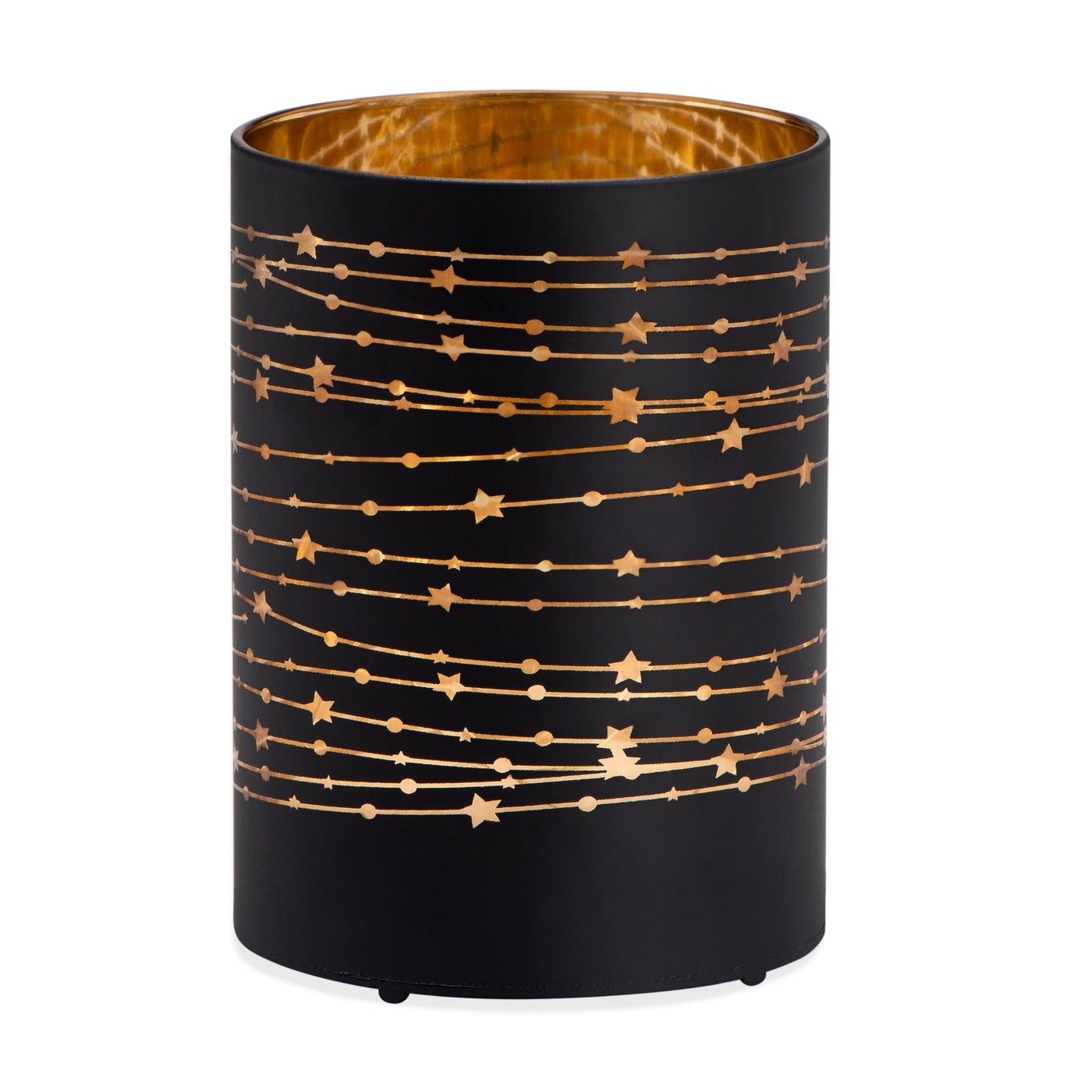 Silhouette Star Design Black Glass LED Hurricane Lamp