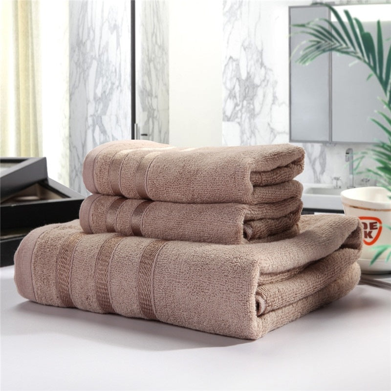 Luxurious Bamboo Cotton Bath Towel Set – 3-Piece Collection