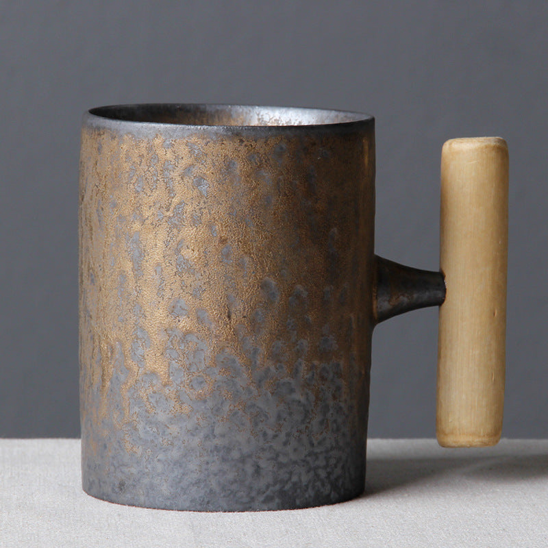 Japanese Ceramic Mug with Wooden Handle