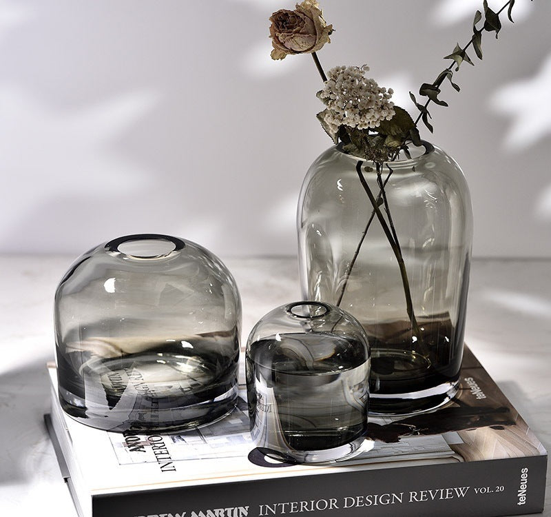 High-End Ash Gray Glass Vase