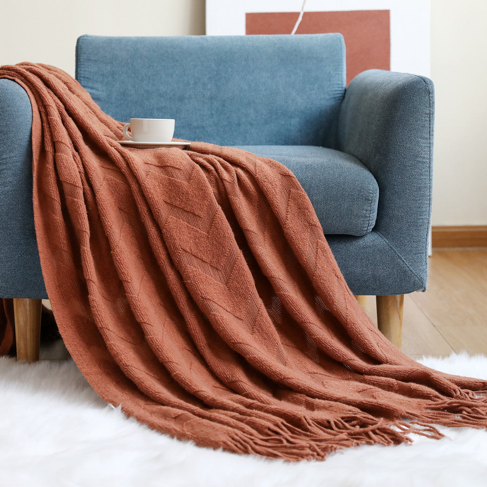 Geometric Jacquard Knitted Throw Blanket