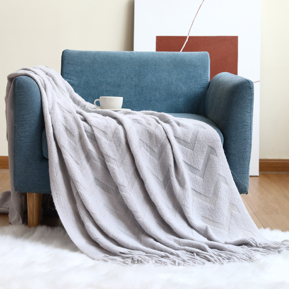 Geometric Jacquard Knitted Throw Blanket