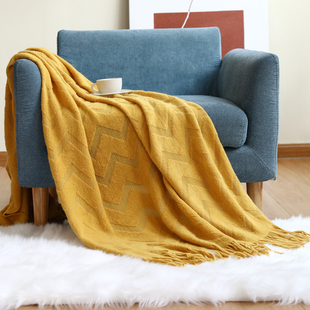 Geometric Jacquard Knitted Throw Blanket