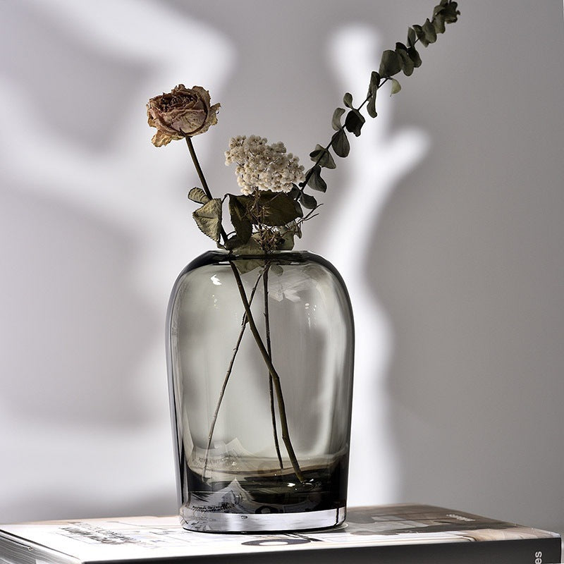 High-End Ash Gray Glass Vase