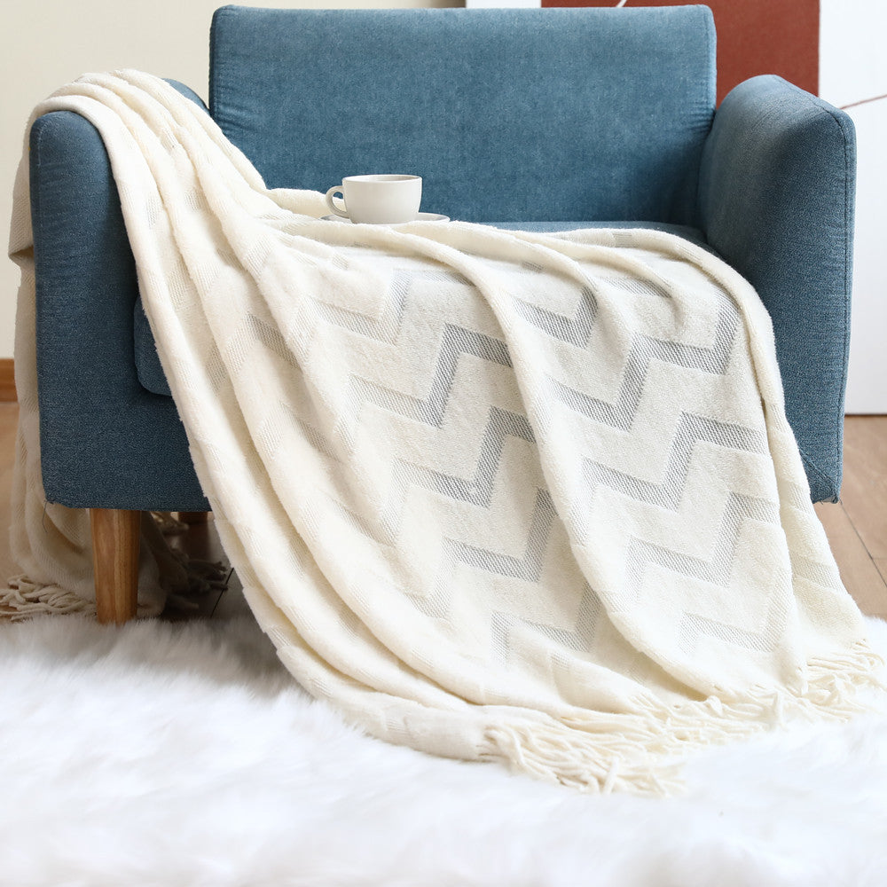 Geometric Jacquard Knitted Throw Blanket