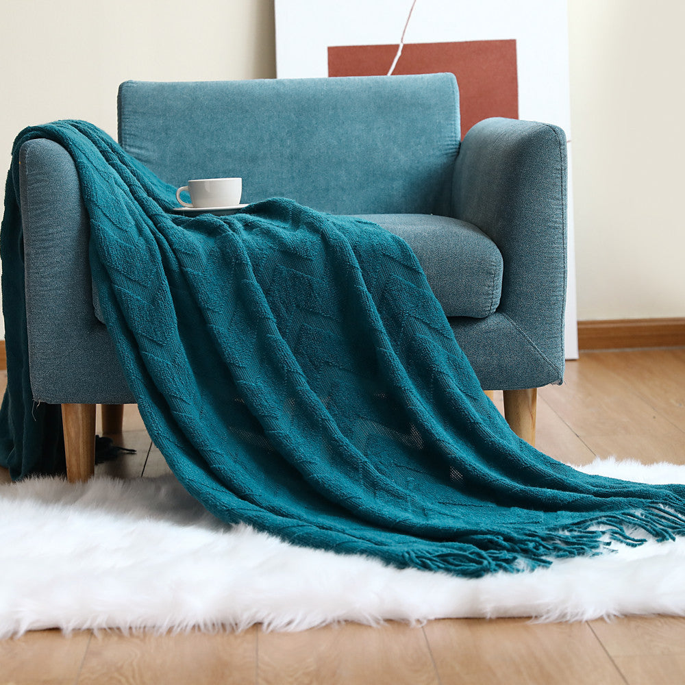 Geometric Jacquard Knitted Throw Blanket