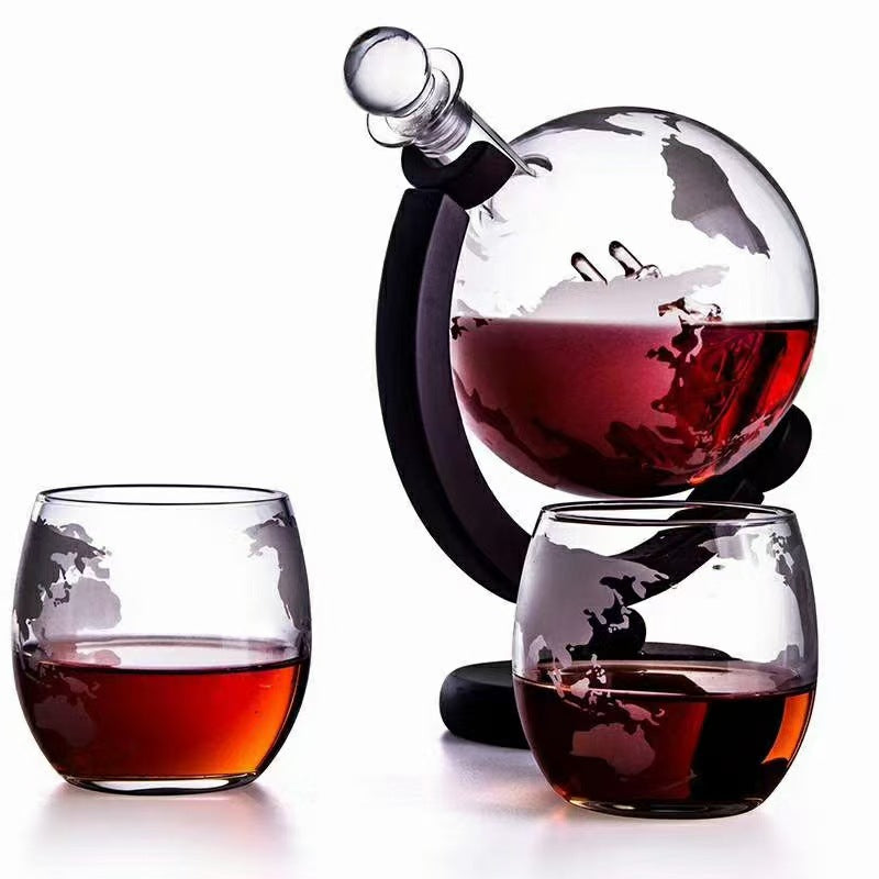 High Glass Globe Decanter Set - Artistic Handcrafted Wine Cabinet Decor