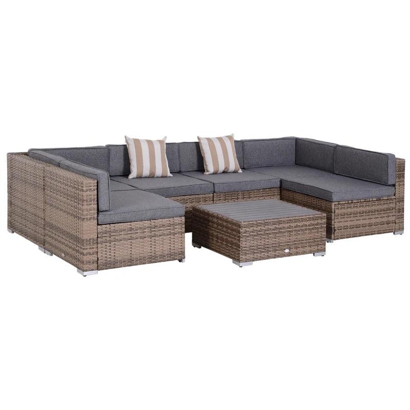 Outsunny 7-Piece Patio Furniture Sets Outdoor Wicker Conversation Sets All Weather PE Rattan Sectional Sofa, Grey - Thirty Six Knots - thirtysixknots.com