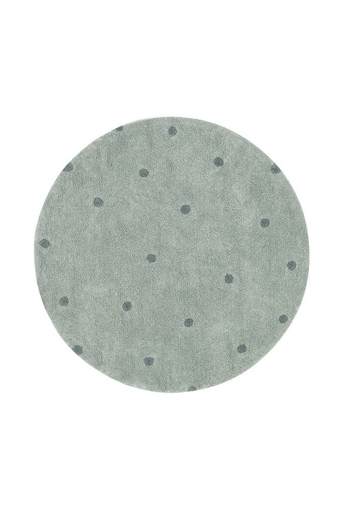 Washable rug Round Dot  Blue Sage