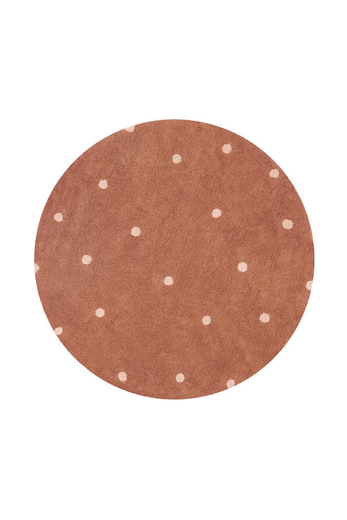 Washable rug Round Dot  Chestnut