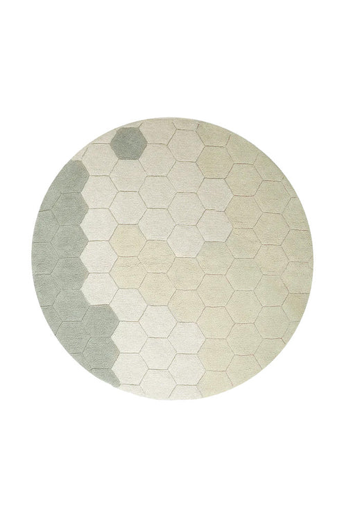 Washable rug Round Honeycomb Blue Sage