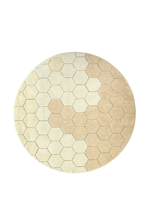 Washable rug Round Honeycomb Golden