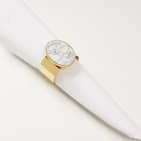 Medallion Marble White Napkin Ring, Set of 4 - Thirty Six Knots - thirtysixknots.com