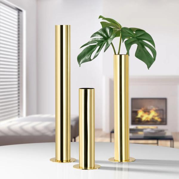 STAINLESS STEEL 3 PIECE PIPE VASE SET - GOLD - Thirty Six Knots - thirtysixknots.com