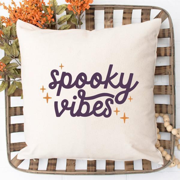 Spooky Vibes Pillow, Halloween, Fall, Autumn, Decor - Thirty Six Knots - thirtysixknots.com