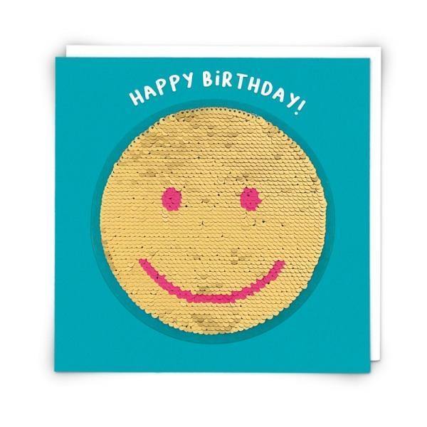 Smiley Card with Reusable Reversible Sequin Patch - Thirty Six Knots - thirtysixknots.com