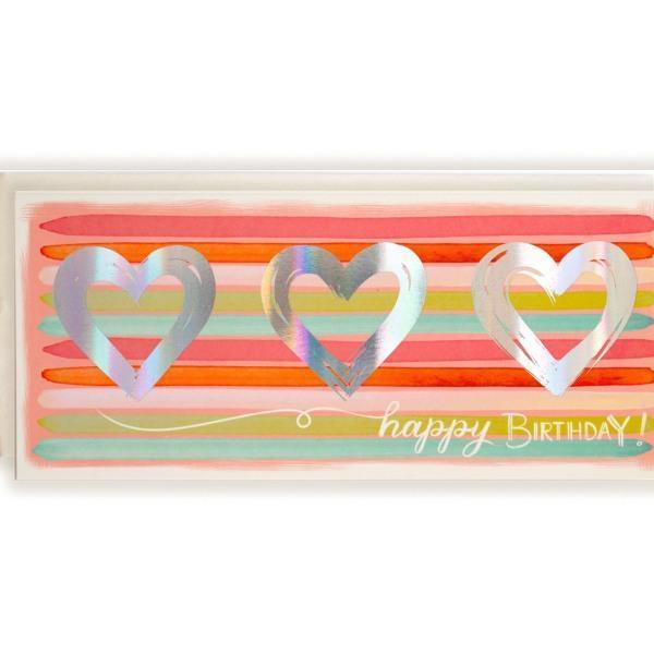 Happy Birthday Holographic Hearts & Stripes - Thirty Six Knots - thirtysixknots.com