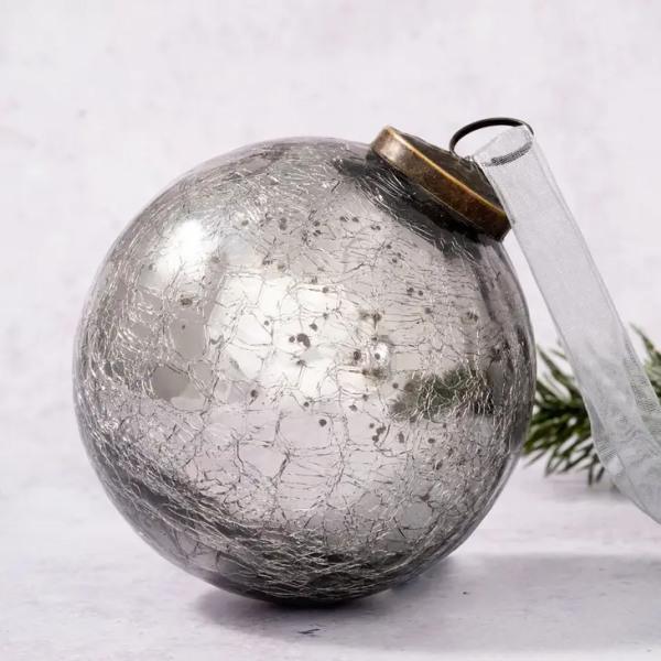 4" Extra Large Smoke Crackle Glass Ornament - Thirty Six Knots - thirtysixknots.com