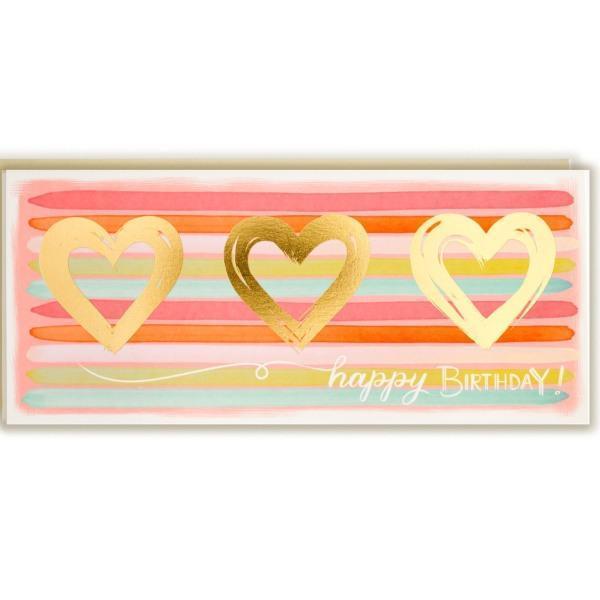 Happy Birthday Gold foil Hearts & Stripes - Thirty Six Knots - thirtysixknots.com