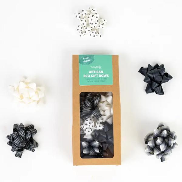 Eco Gift Bows • Artisanal Natural Cotton • Black & White Mix - Thirty Six Knots - thirtysixknots.com