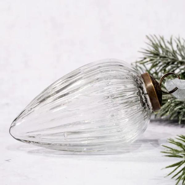 4" Extra Large Clear Ribbed Glass Pinecone - Thirty Six Knots - thirtysixknots.com