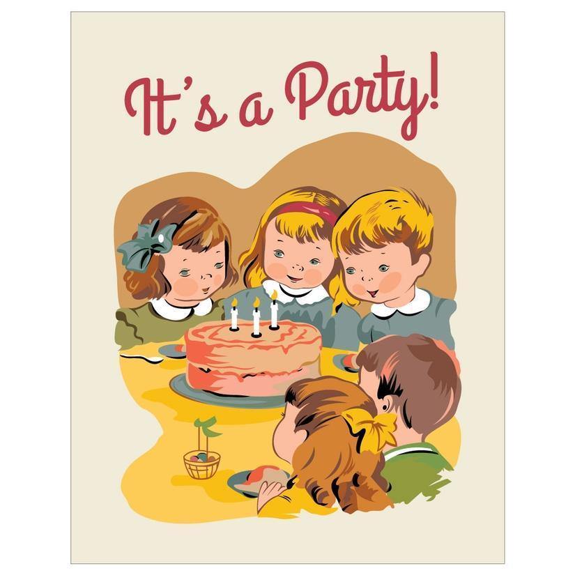 It's A Party Children's Birthday Party Greeting Card - Thirty Six Knots - thirtysixknots.com