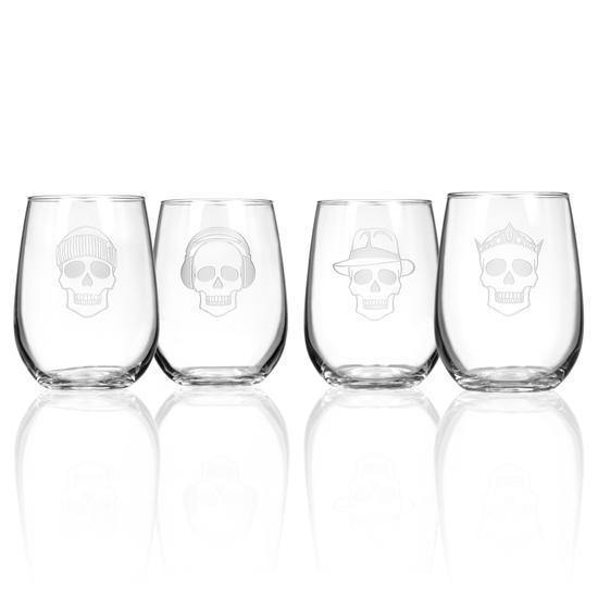 Numbskulls 17oz Stemless Wine - Halloween Glassware - Set of 4 - Thirty Six Knots - thirtysixknots.com